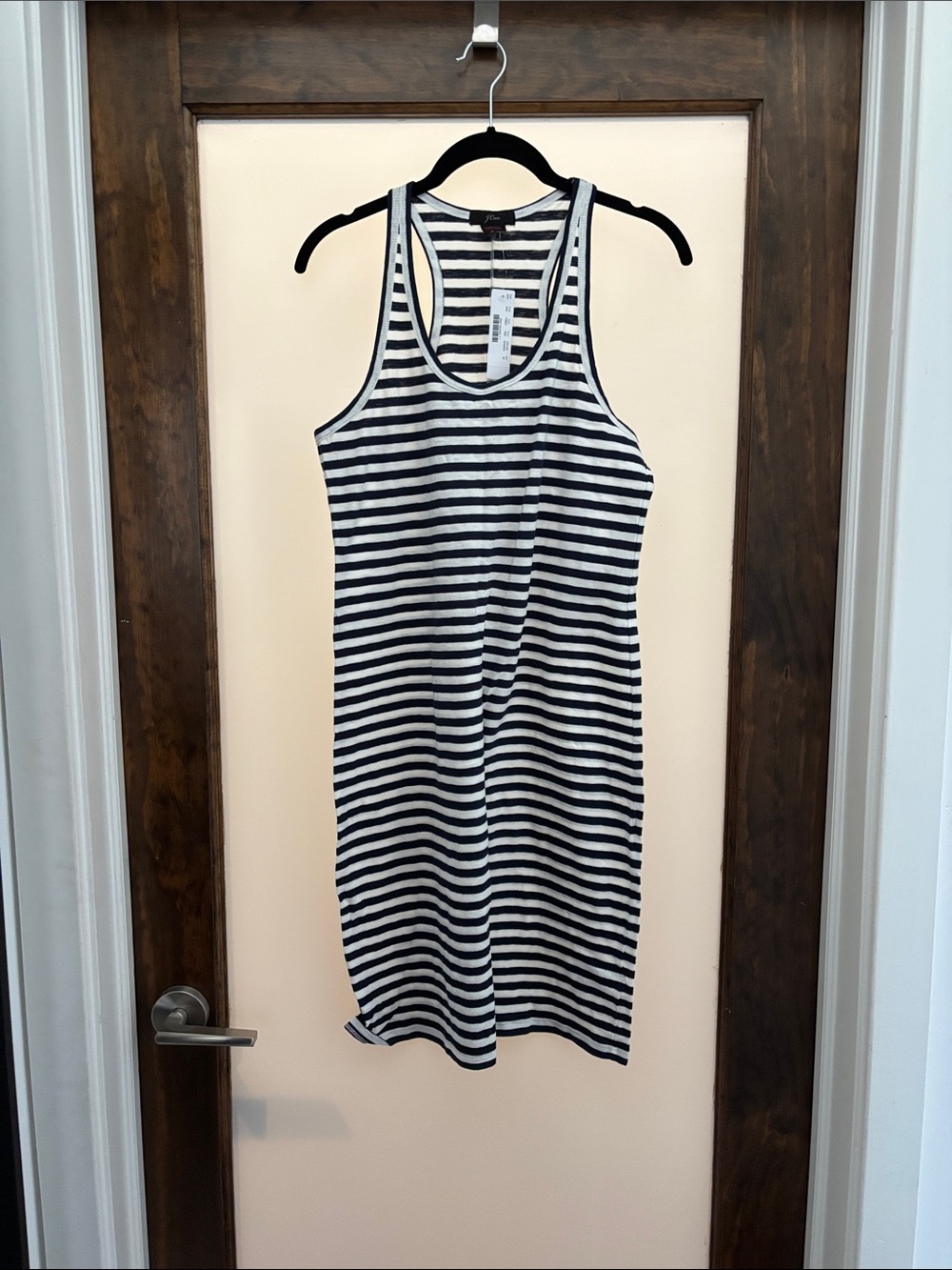 J. Crew Black and White Striped Tank Dress